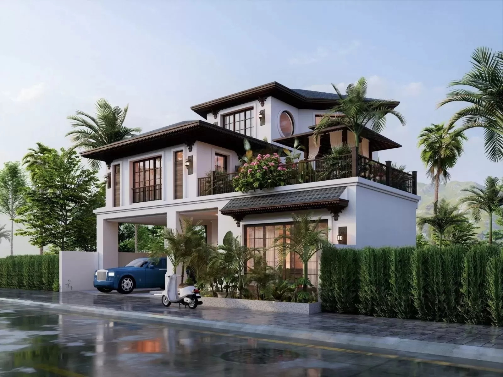 Nhà 2 5 tầng phong cách Indochine hiện đại 100m2