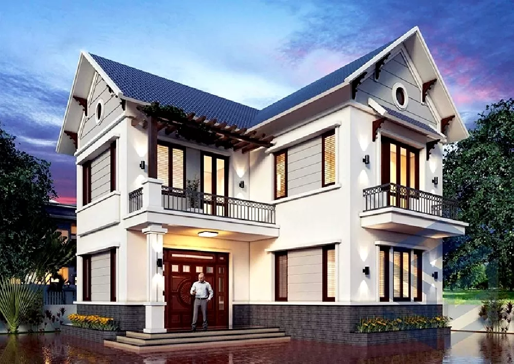 Mẫu nhà 2 tầng theo kiểu chữ L