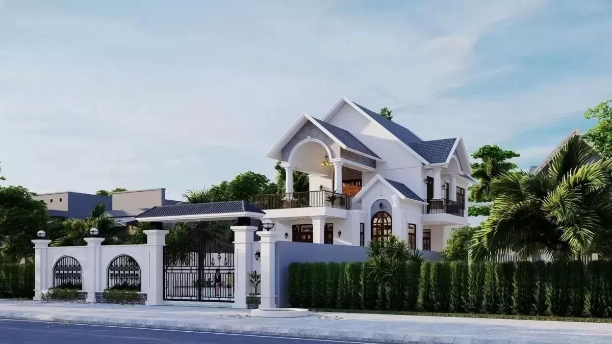 Mẫu nhà phố mái thái 2 tầng tân cổ điển 7x14m