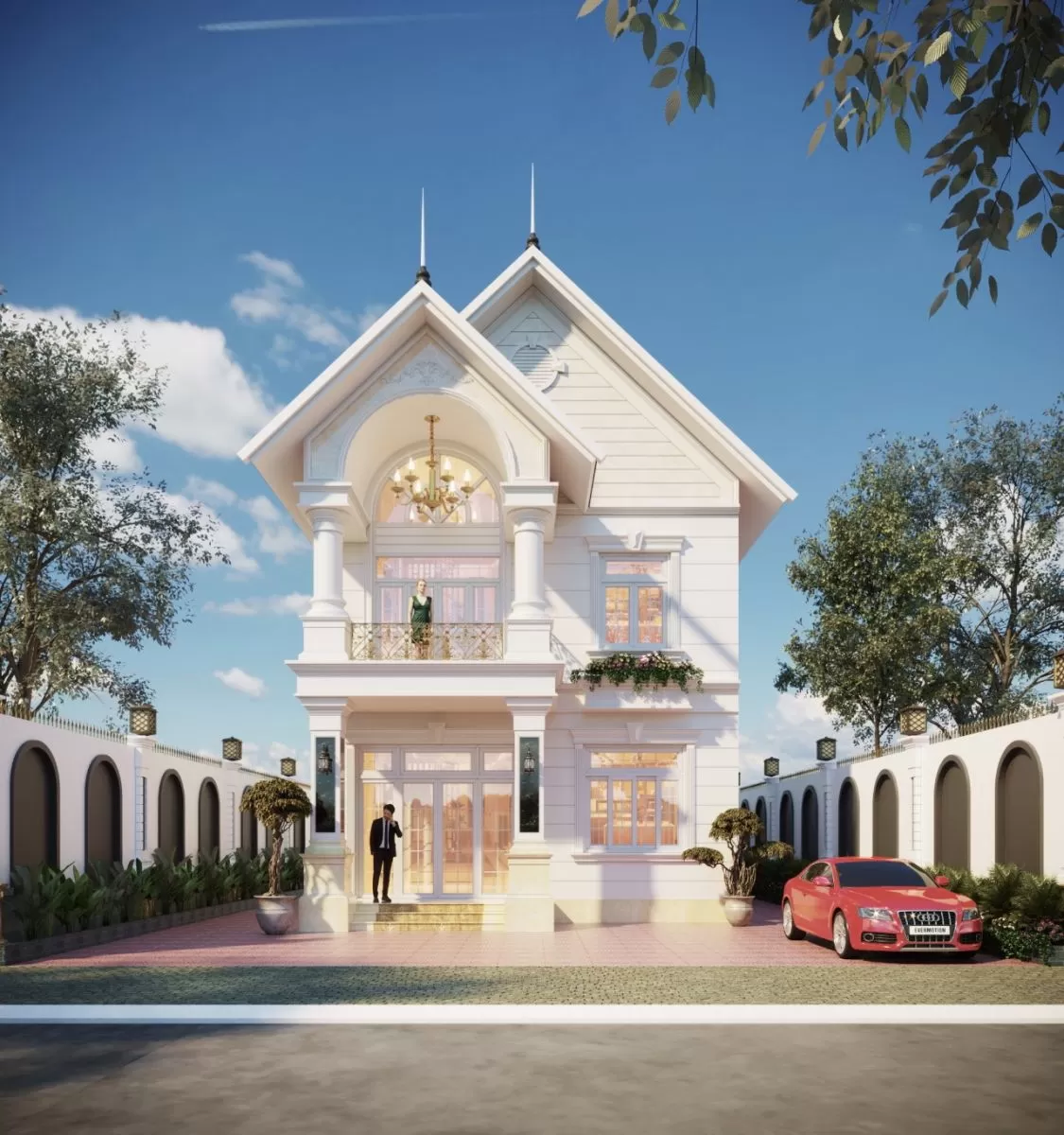 Nhà mái thái vuông 2 tầng 10x15m