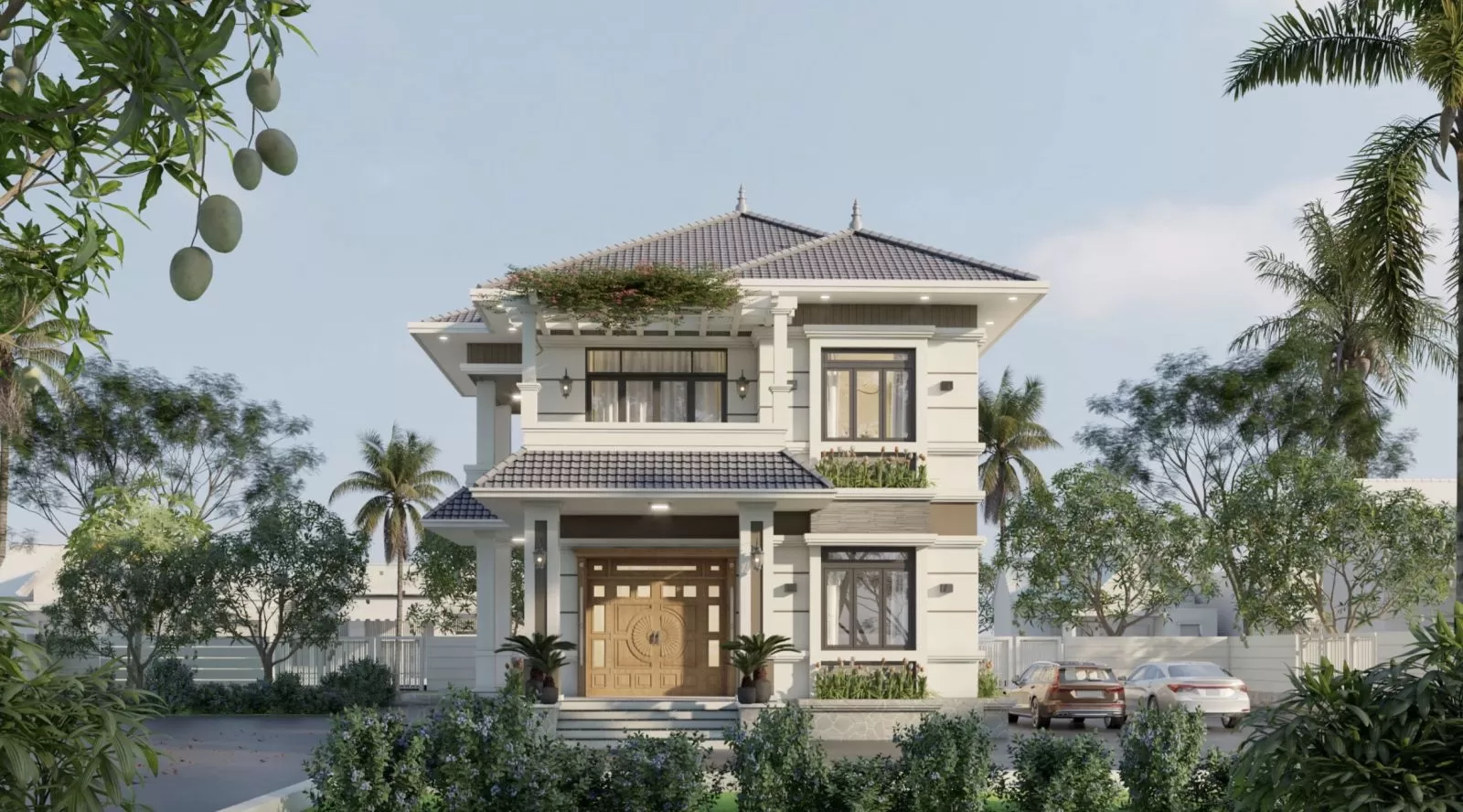 Nhà sân vườn 2 tầng 150m2 mái nhật hiện đại