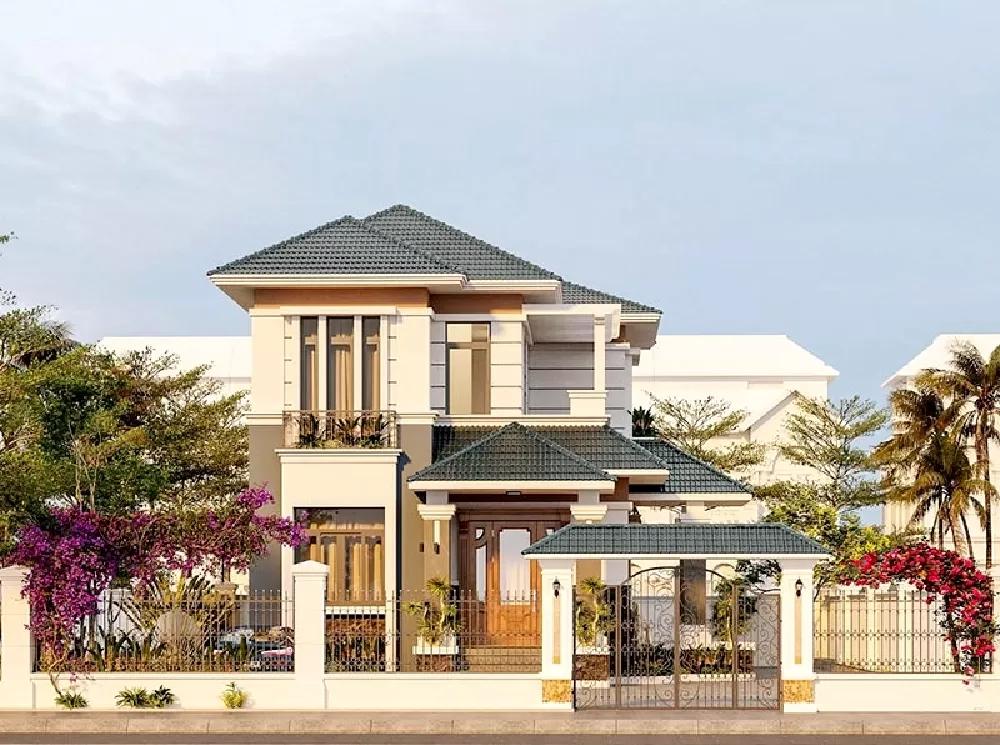 Mái nhật khiến tổng thể kiến trúc nhẹ nhàng đẹp mắt