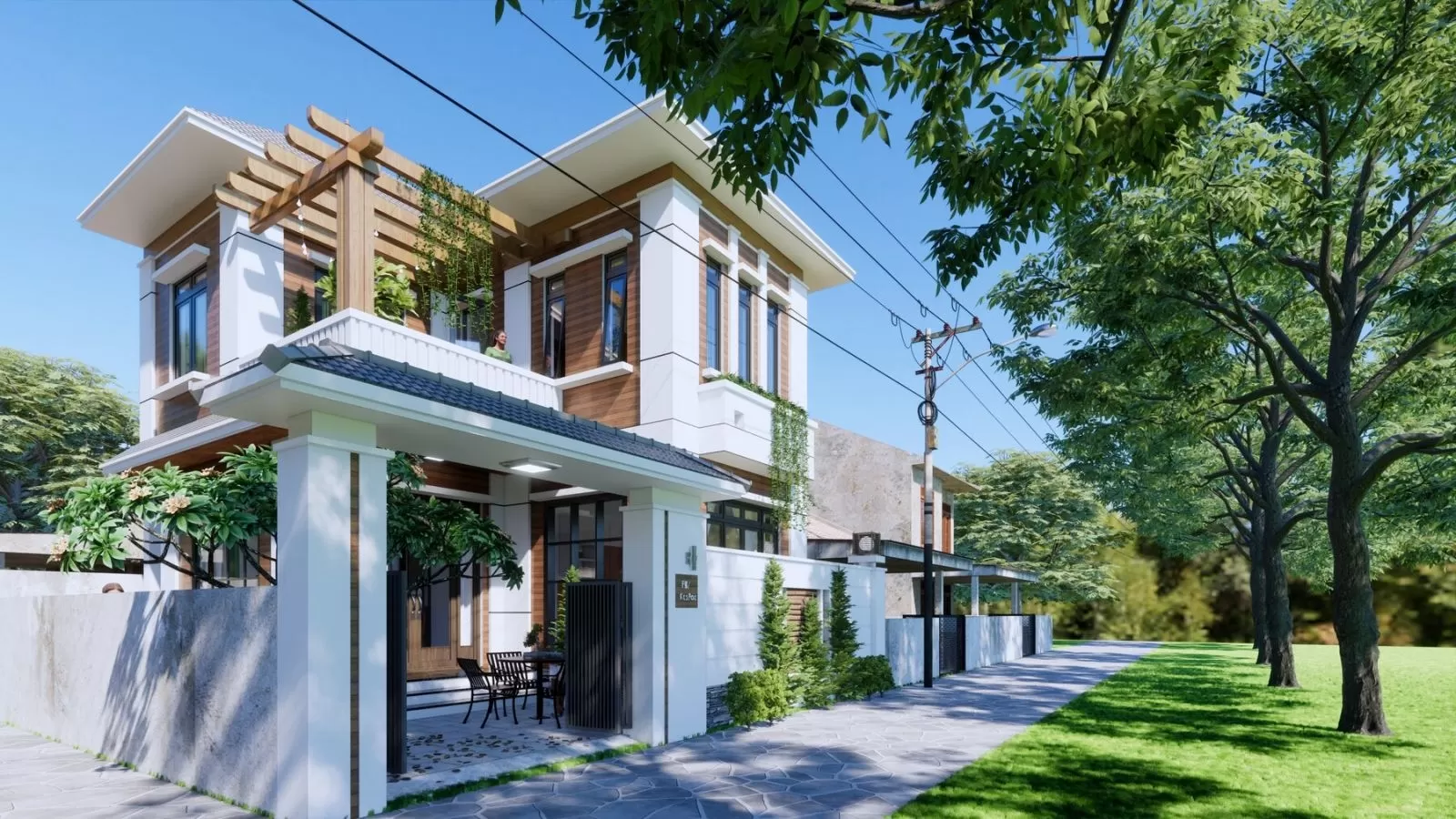 Tạo điểm nhấn cho không gian nhà chữ L 120m2 phong cách hiện đại