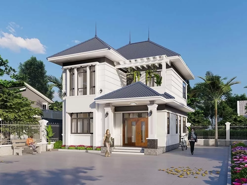 Mẫu nhà 2 tầng mái nhật 120m2 hiện đại