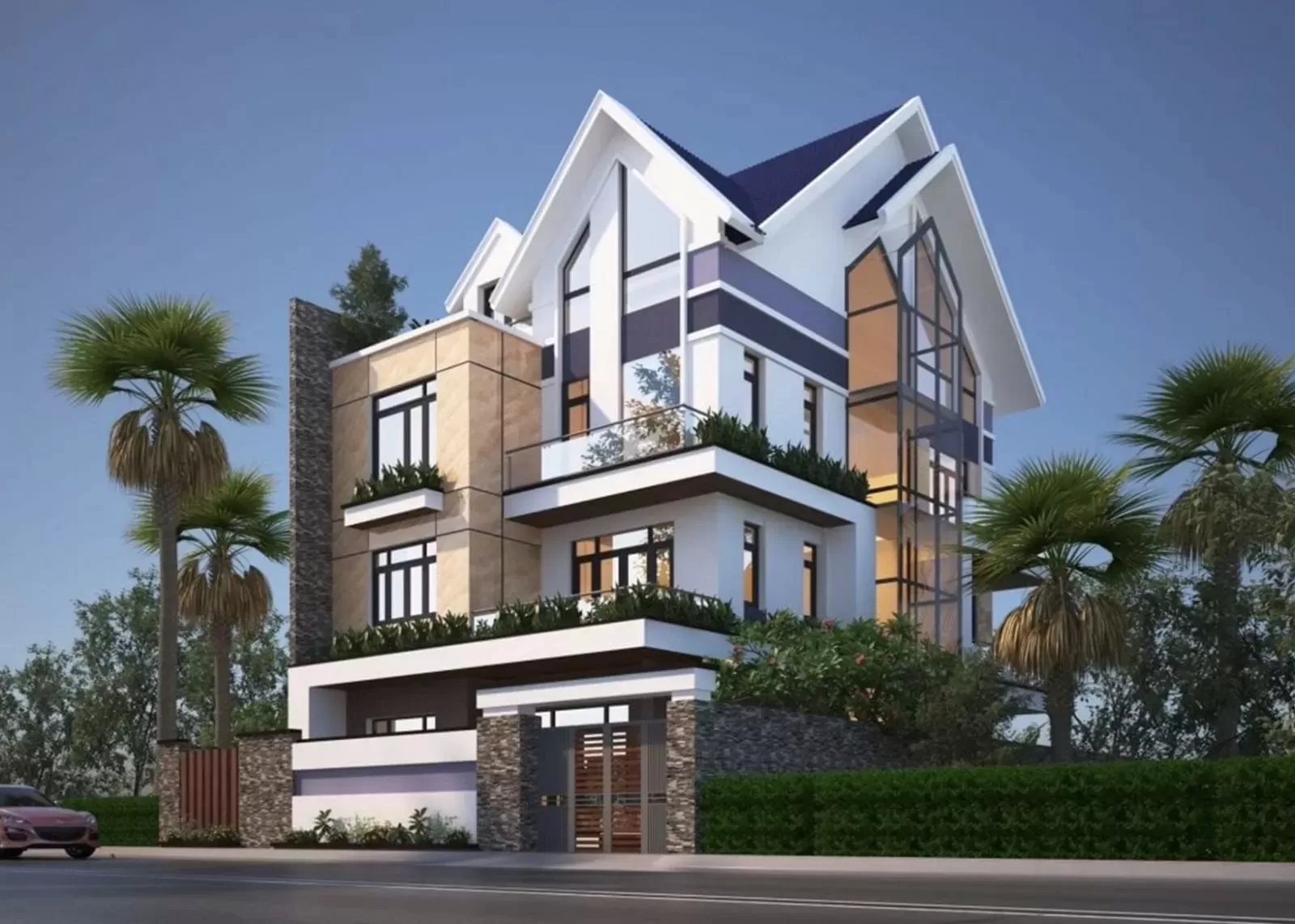 Biệt thự nhà phố 3 tầng mái thái hiện đại 120m2