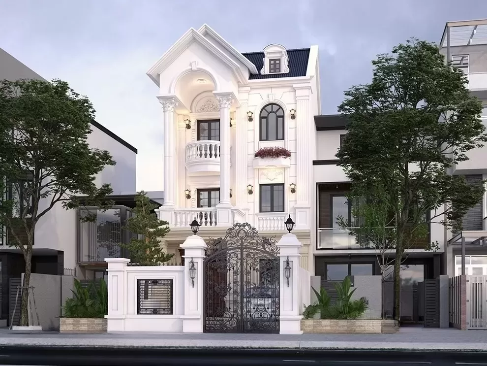 Thiết kế nhà 3 tầng 7x11m có ưu điểm bố trí công năng dễ dàng, kiến trúc đẹp từ hiện đại đến tân cổ điển và không gian sống thoáng mát nhờ sự kết hợp giữa cây xanh sân vườn