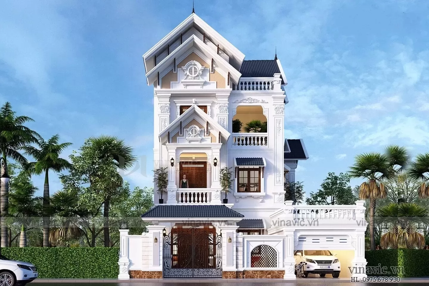 Thiết kế nhà 3 tầng 7x11m có ưu điểm bố trí công năng dễ dàng, kiến trúc đẹp từ hiện đại đến tân cổ điển và không gian sống thoáng mát nhờ sự kết hợp giữa cây xanh sân vườn