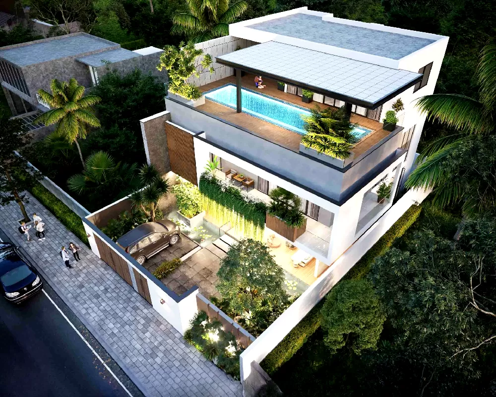 Hồ bơi trên sân thượng làm không gian thư giãn lý tưởng