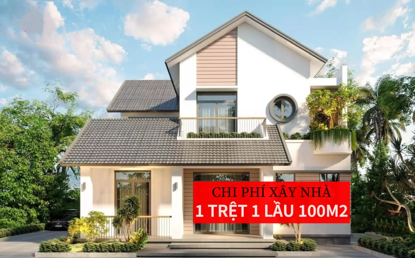 chi phí xây nhà 1 trệt 1 lầu 100m2 dao động từ 1 tỷ đồng trở lên đối với gói xây thô và từ 1,6 tỷ đồng trở lên khi xây trọn gói bao gồm cả vật liệu xây dựng và nhân công hoàn thiện