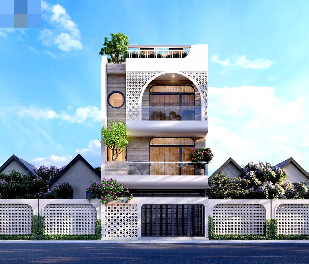 Không gian xanh trong thiết kế nhà mặt tiền 7m sâu 10m