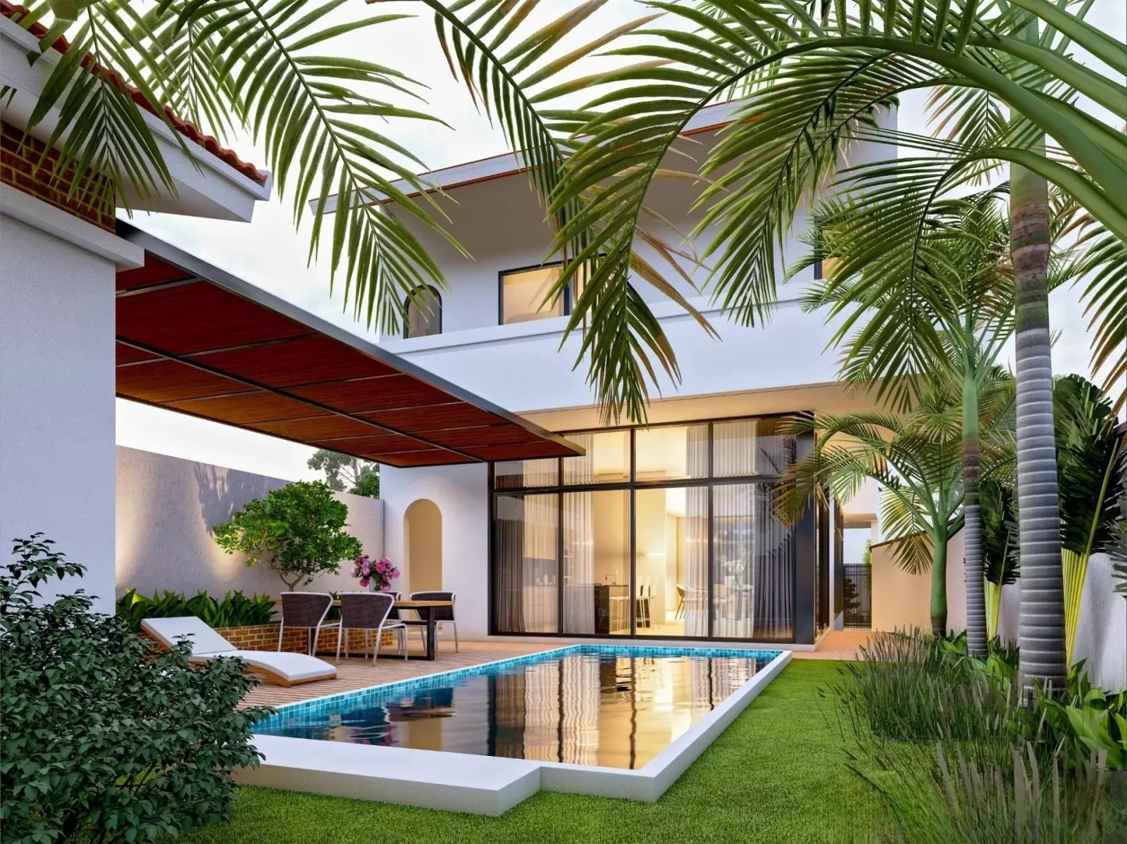 Thiết kế sân vườn biệt thự 150m2 có không gian xanh mát