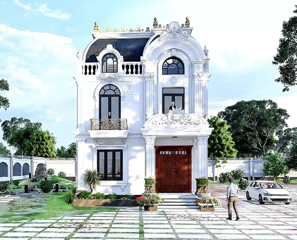 Mẫu nhà 2 tầng tân cổ điển 8x10m