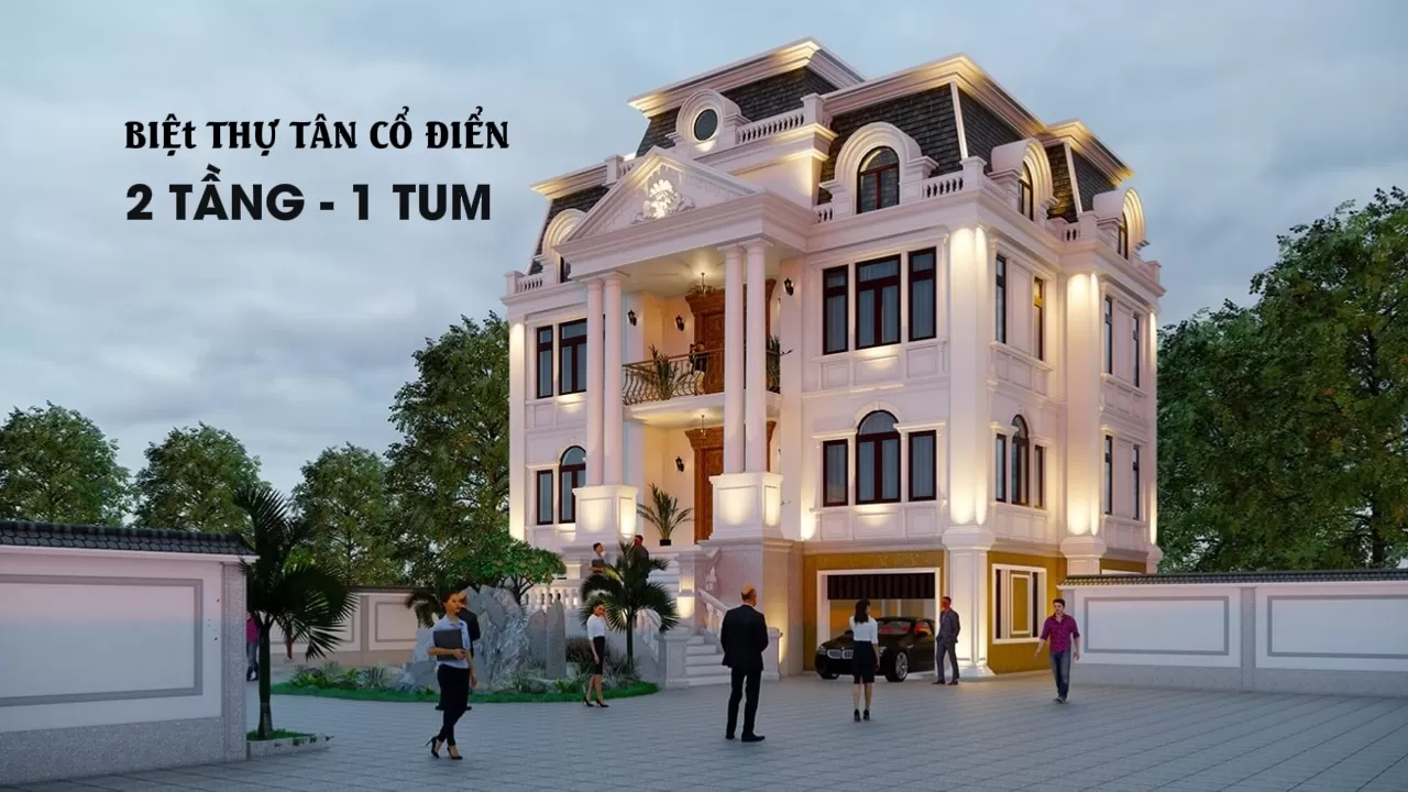 Nhà tân cổ điển 2 tầng 1 tum