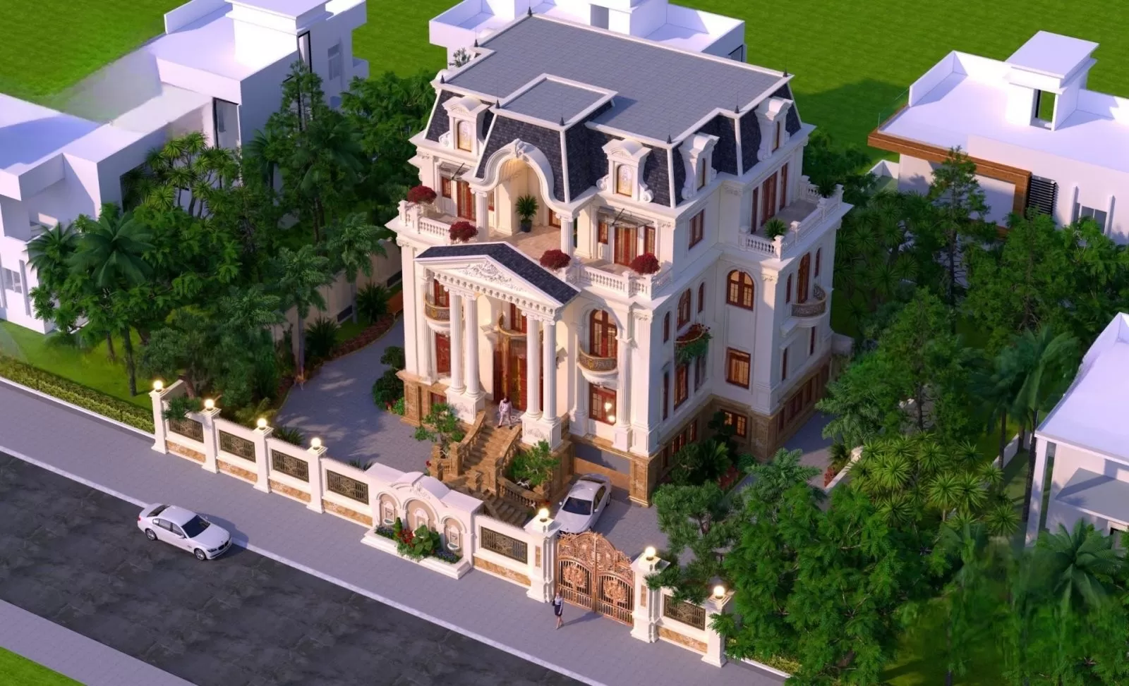 Nhà 5 tầng tân cổ điển sở hữu vẻ đẹp sang trọng cùng không gian sống tiện nghi phù hợp với phân khúc xa hoa cho giới thượng lưu