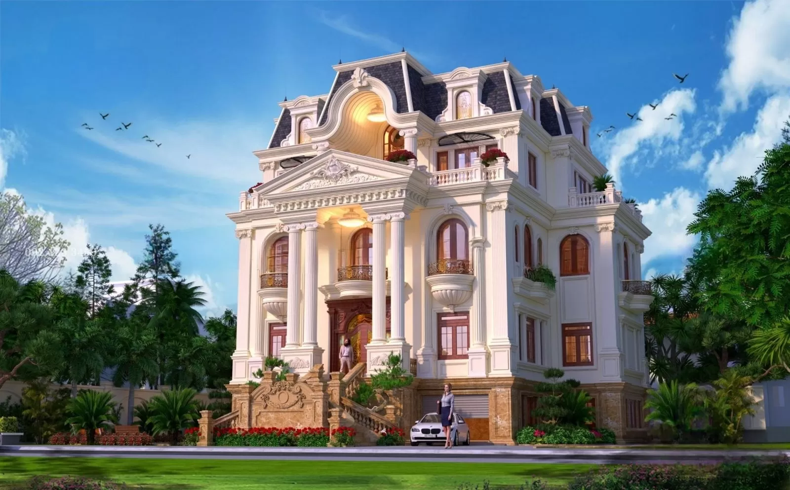 Nhà 5 tầng tân cổ điển sở hữu vẻ đẹp sang trọng cùng không gian sống tiện nghi phù hợp với phân khúc xa hoa cho giới thượng lưu