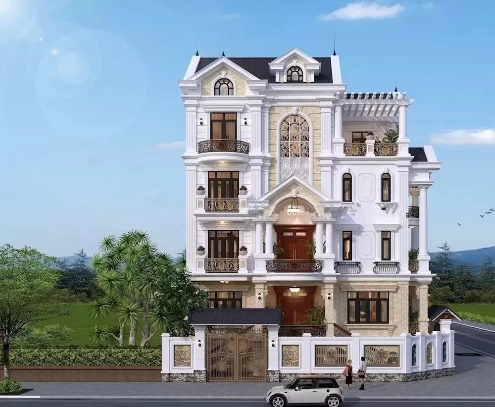 Nhà 5 tầng tân cổ điển sở hữu vẻ đẹp sang trọng cùng không gian sống tiện nghi phù hợp với phân khúc xa hoa cho giới thượng lưu