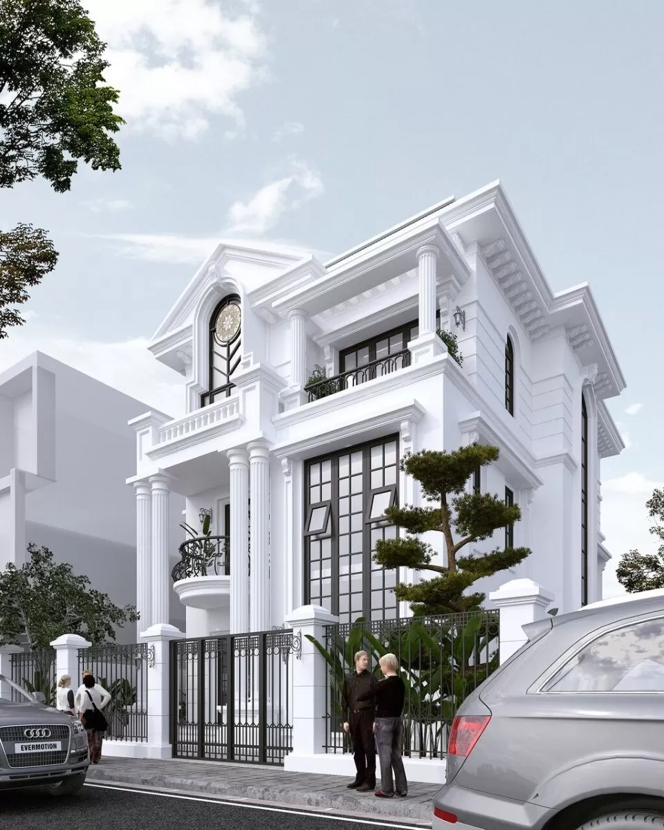 Với phong cách tân cổ điển, những hoa văn đường chỉ được chạm trổ khéo léo cùng với đó là những hệ trụ cột vuông vức tạo nét đồ sộ nguy nga… tất cả thể hiện được đẳng cấp và gu thẩm mỹ tinh tế của gia chủ