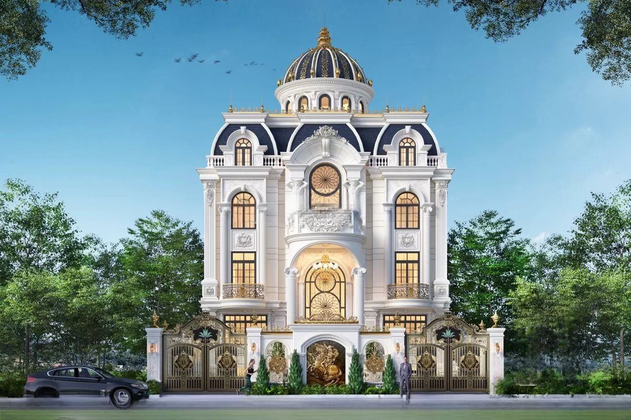 Nhà 5 tầng tân cổ điển sở hữu vẻ đẹp sang trọng cùng không gian sống tiện nghi phù hợp với phân khúc xa hoa cho giới thượng lưu