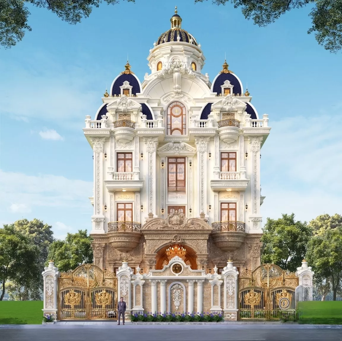 Biệt thự 4 tầng cổ điển sở hữu vẻ đẹp sang trọng của lối kiến trúc cổ Hy Lạp và La Mã. Những mẫu biệt thự này mang đến nét đẹp thanh lịch, xa hoa kiểu hoàng gia, cùng không gian sống tiện nghi đẳng cấp trở thành chuẩn mực trong phân khúc thiết kế biệt thự xa hoa cho giới thượng lưu.
