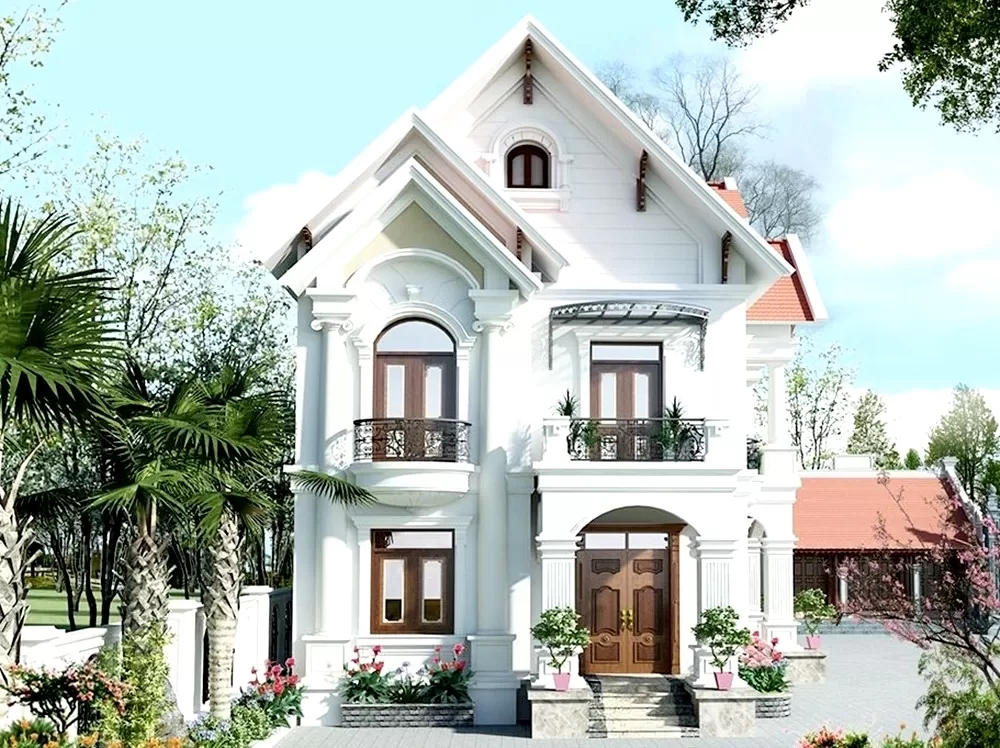 Mẫu nhà 1 trệt 1 lầu 8x15 mái thái