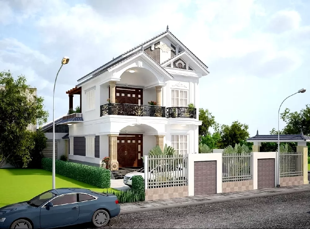 Mẫu nhà 1 trệt 1 lầu 8x15 theo phong cách tân cổ điển