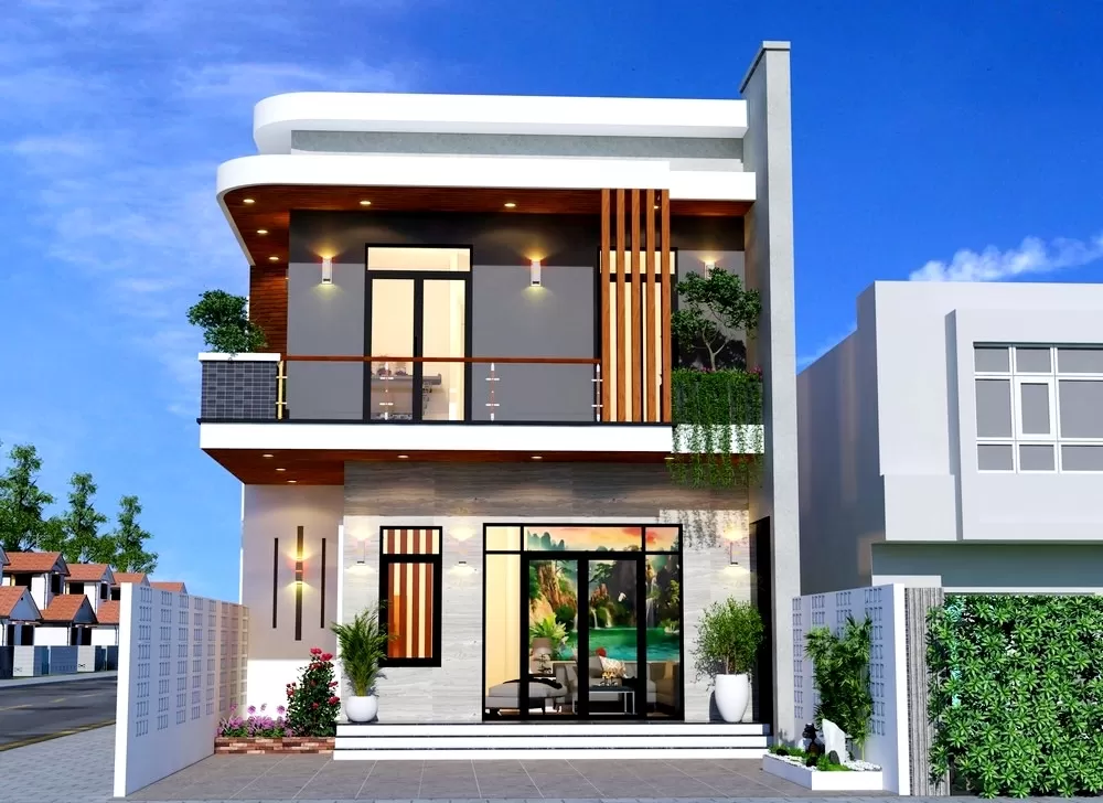 Thiết kế 1 trệt 1 lầu 8x15 có 3 phòng ngủ 1 phòng thờ