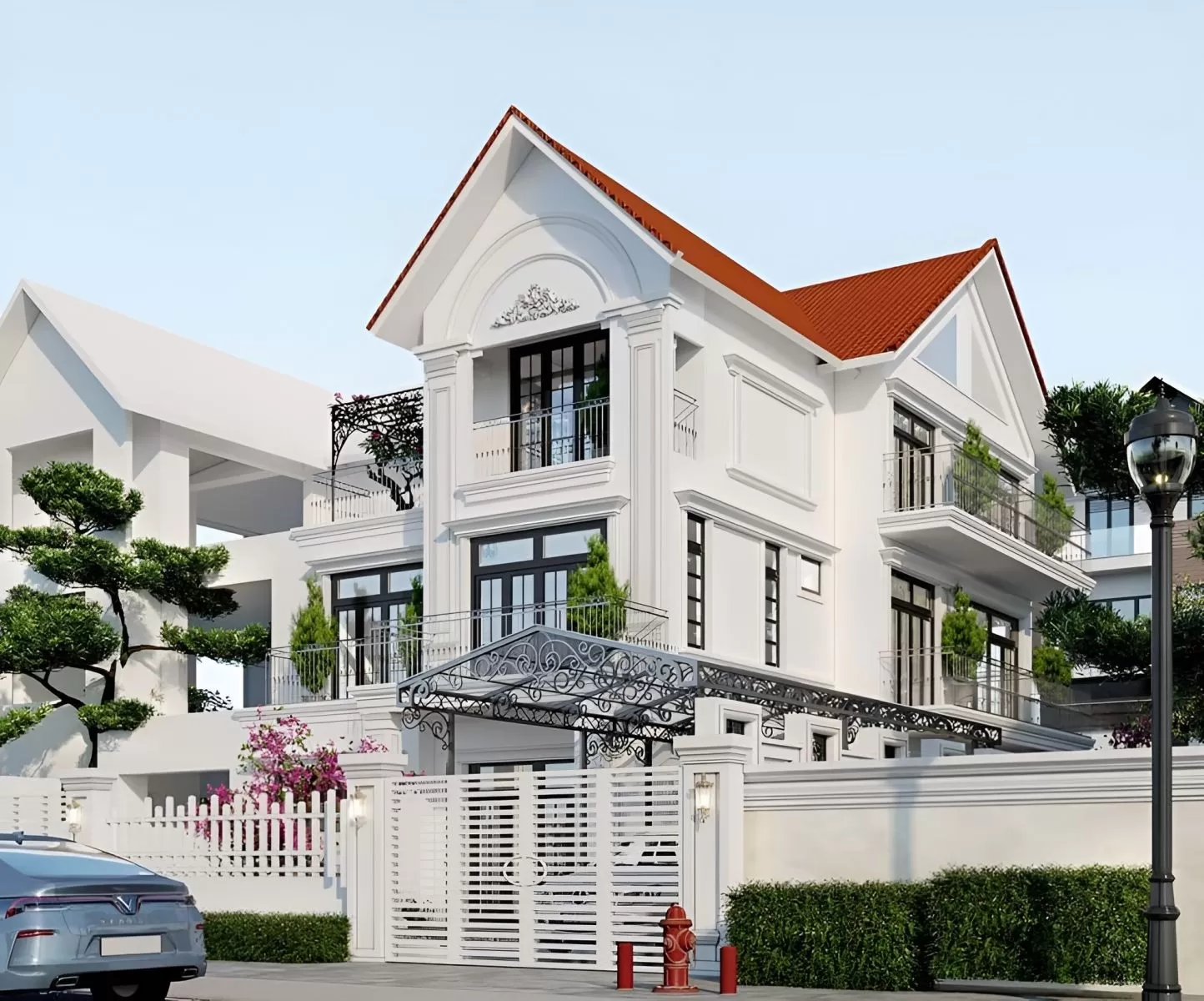Nhà phố 3 tầng kiểu Pháp mái thái 8x15 3 phòng ngủ