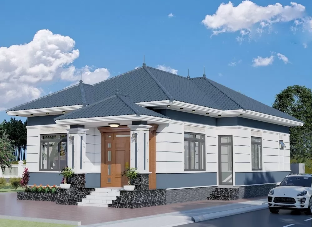 Nhà cấp 4 mái thái 3 phòng ngủ hiện đại 8x15