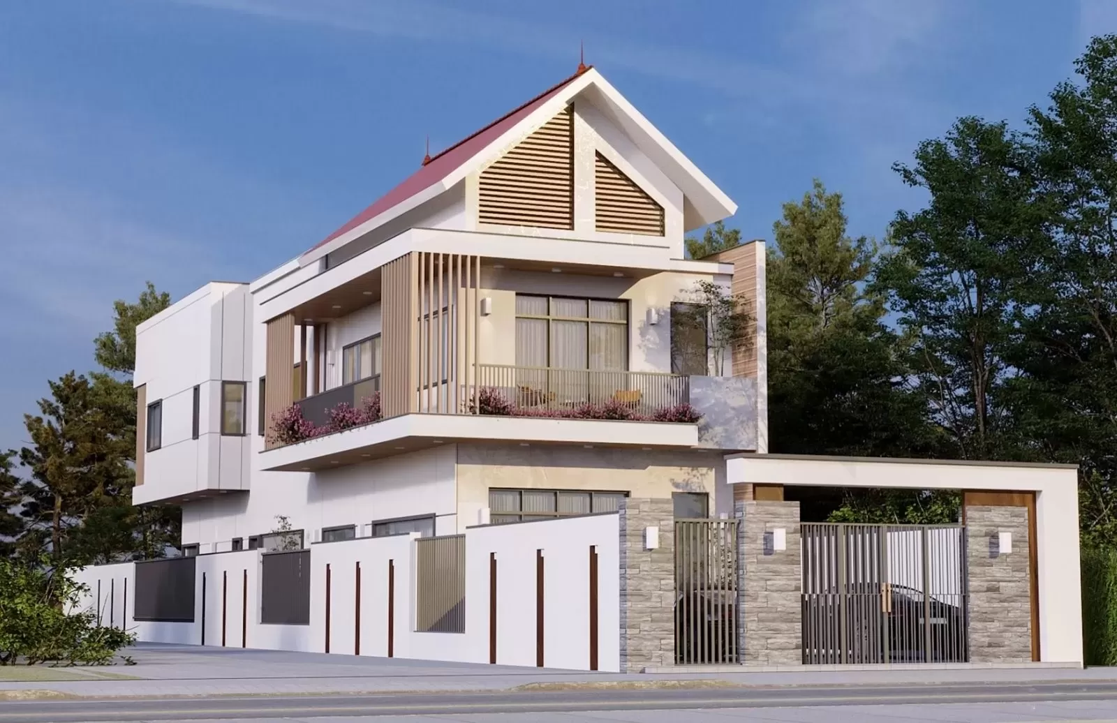 Nhà phố 2 tầng mái thái hiện đại 8x15 3 phòng ngủ