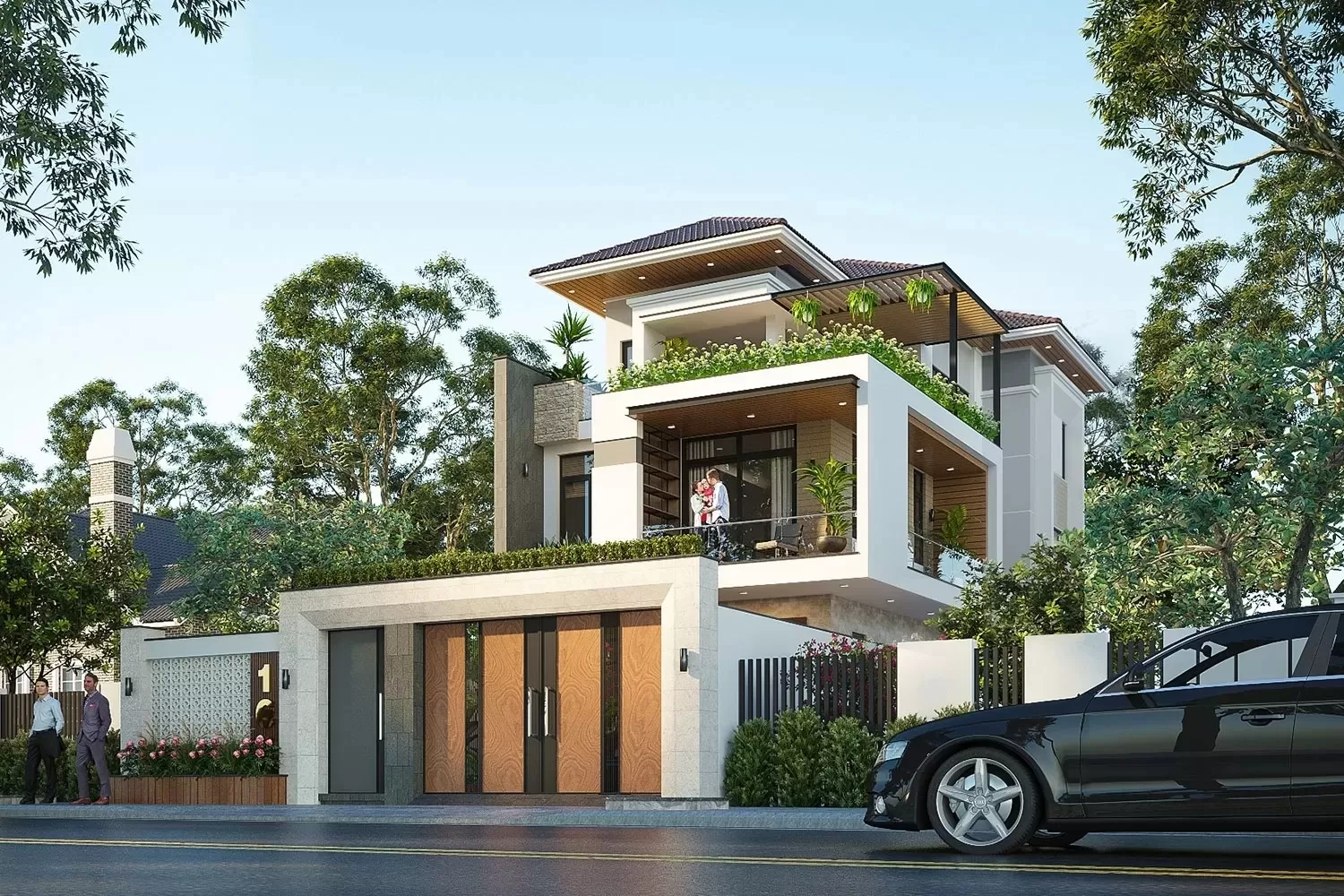 Nhà 3 tầng mái nhật hiện đại 8x15m mặt tiền giật cấp
