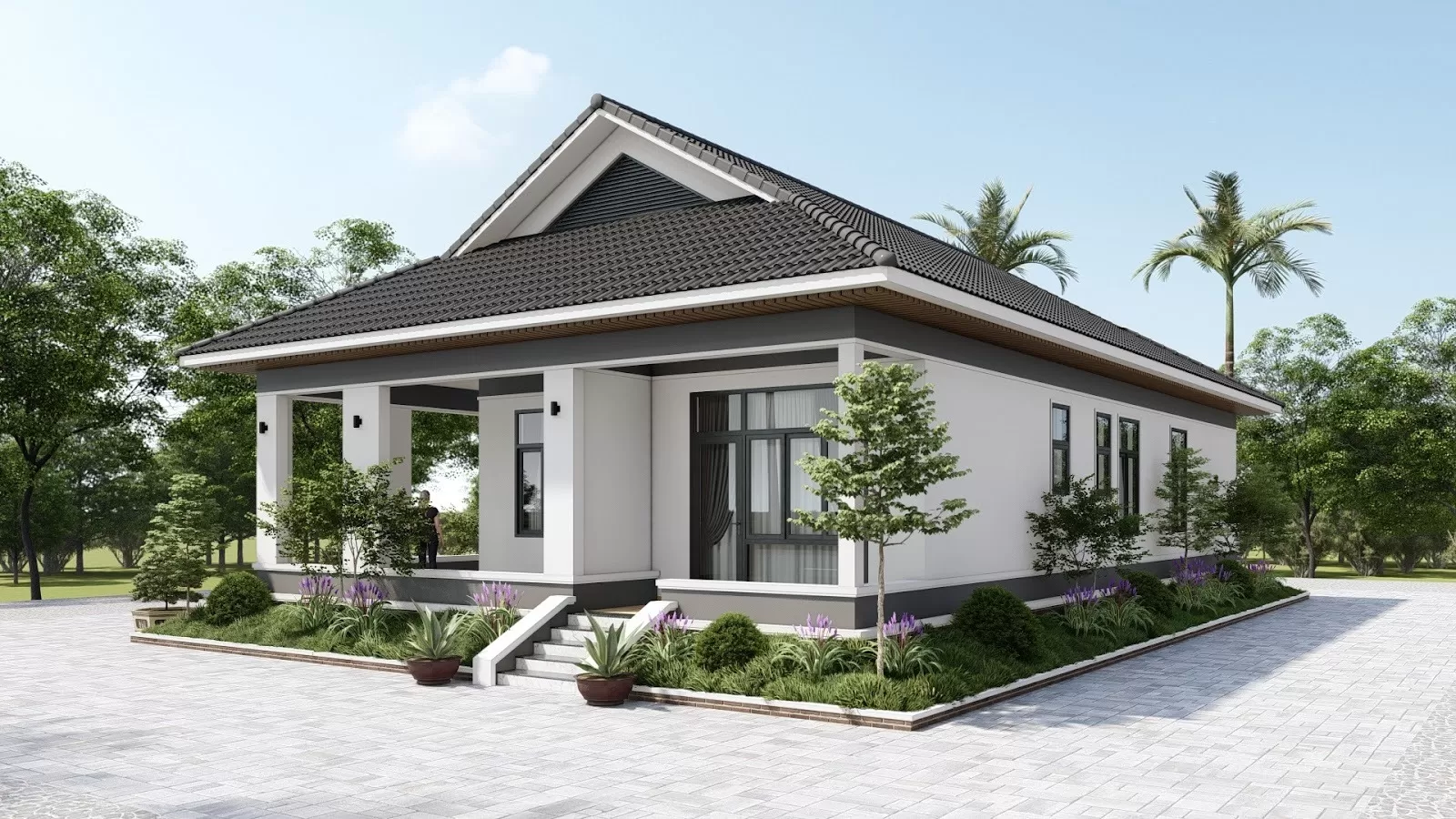 Mẫu thiết kế nhà vườn 1.5 tầng hiện đại