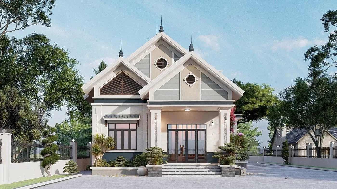 Nhà sân vườn 1.5 tầng diện tích nhỏ