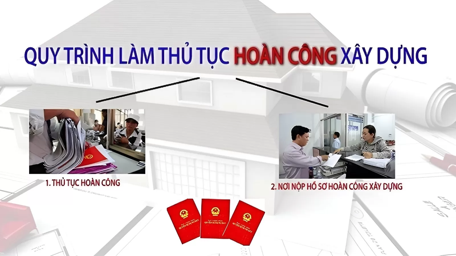 Thủ tục hoàn công nhà ở là thủ tục nghiệm thu công trình và thông báo cho cơ quan nhà nước trước khi đưa vào sử dụng. Thủ tục này được thực hiện bởi chủ đầu tư hoặc cá nhân (đối với nhà ở riêng lẻ) theo khoản 9 Điều 3 Luật Xây dựng năm 2014.