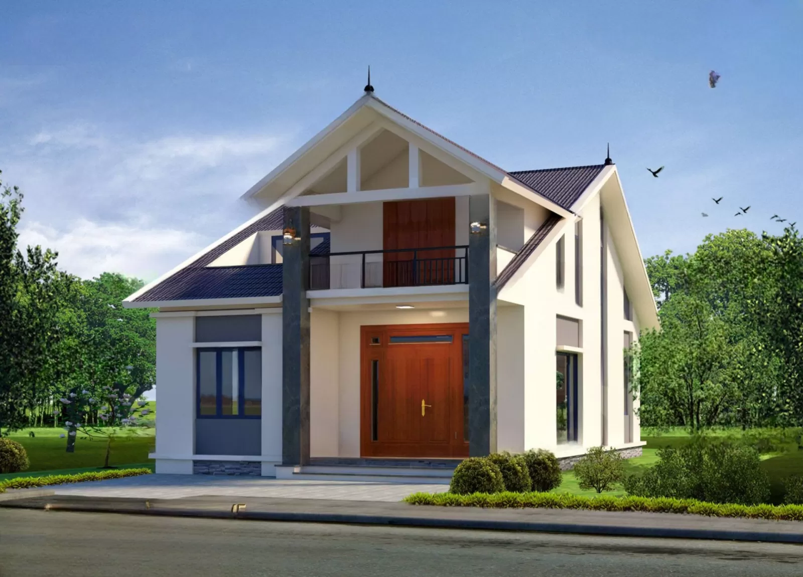 Mẫu nhà cấp 4 mái thái tầng rưỡi