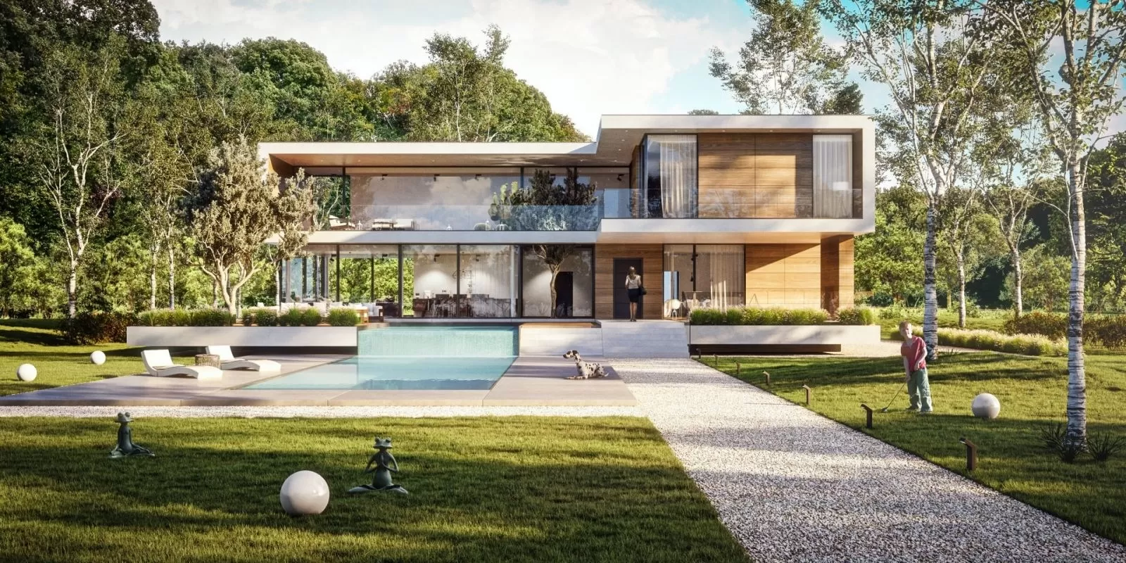 Bản vẽ thiết kế nhà vườn 2 tầng 5 phòng ngủ 150m2 hiện đại
