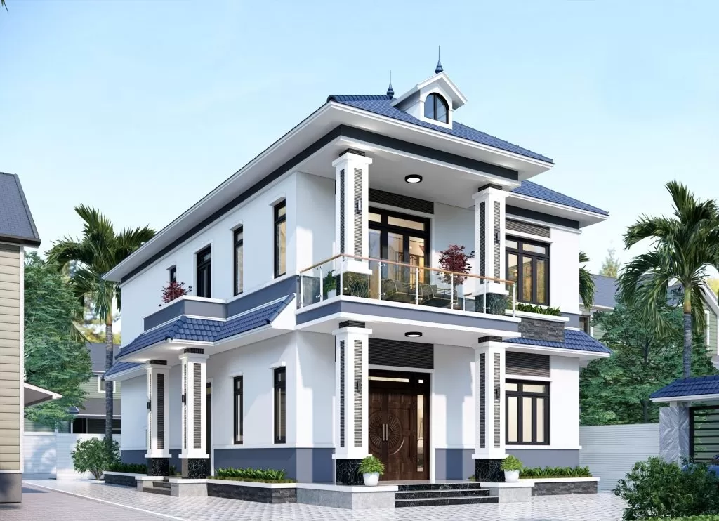 Mẫu nhà 2 tầng 5 phòng ngủ 150m2 hiện đại
