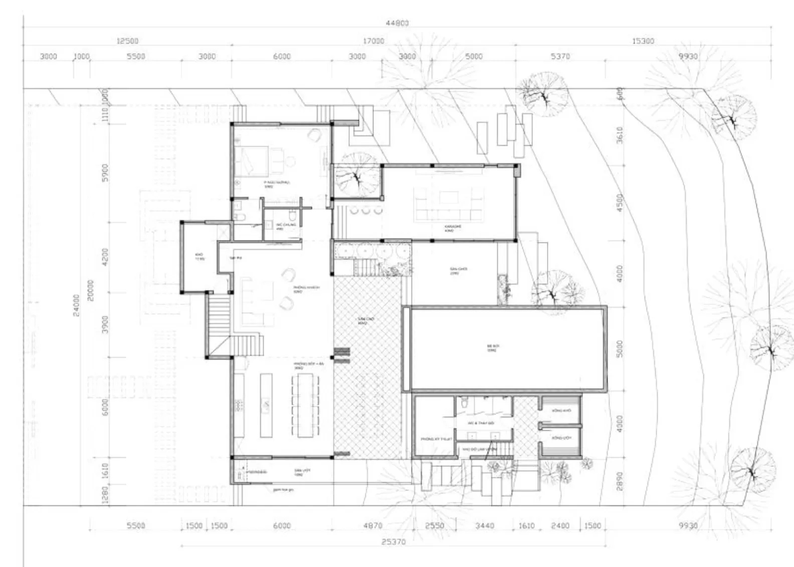Tầng 1 nhà vườn 2 tầng 5 phòng ngủ 150m2 có gara
