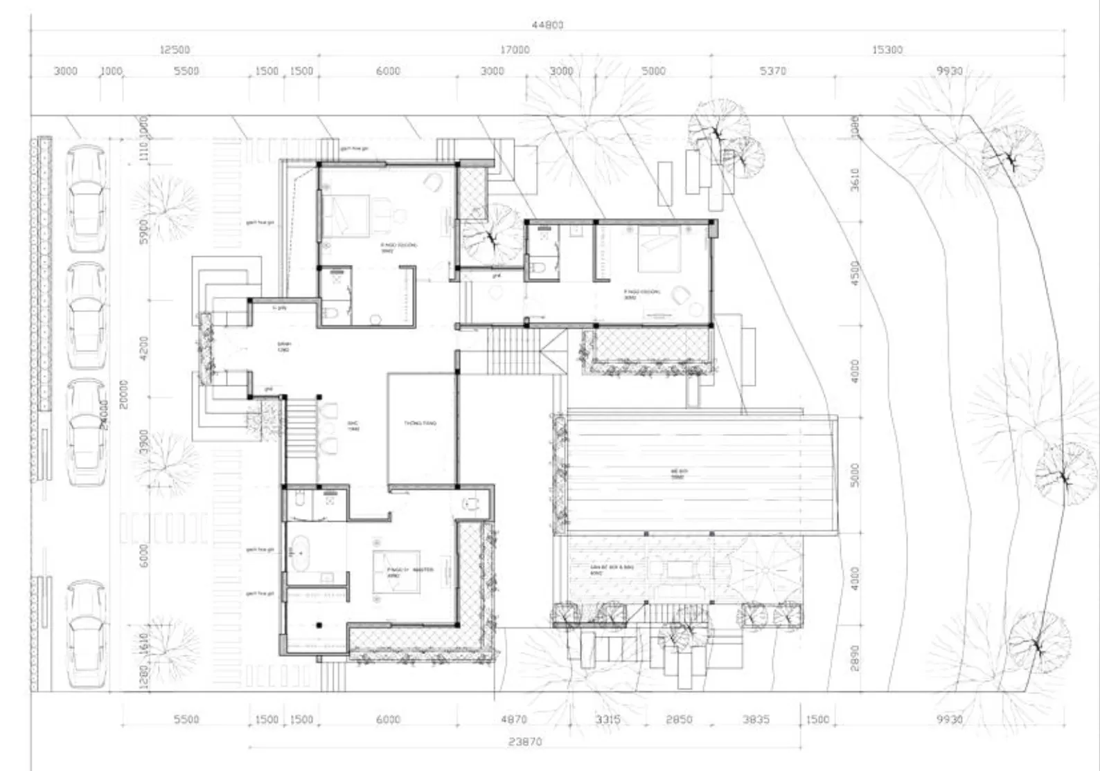 Tầng 2 nhà vườn 2 tầng 5 phòng ngủ 150m2 có gara