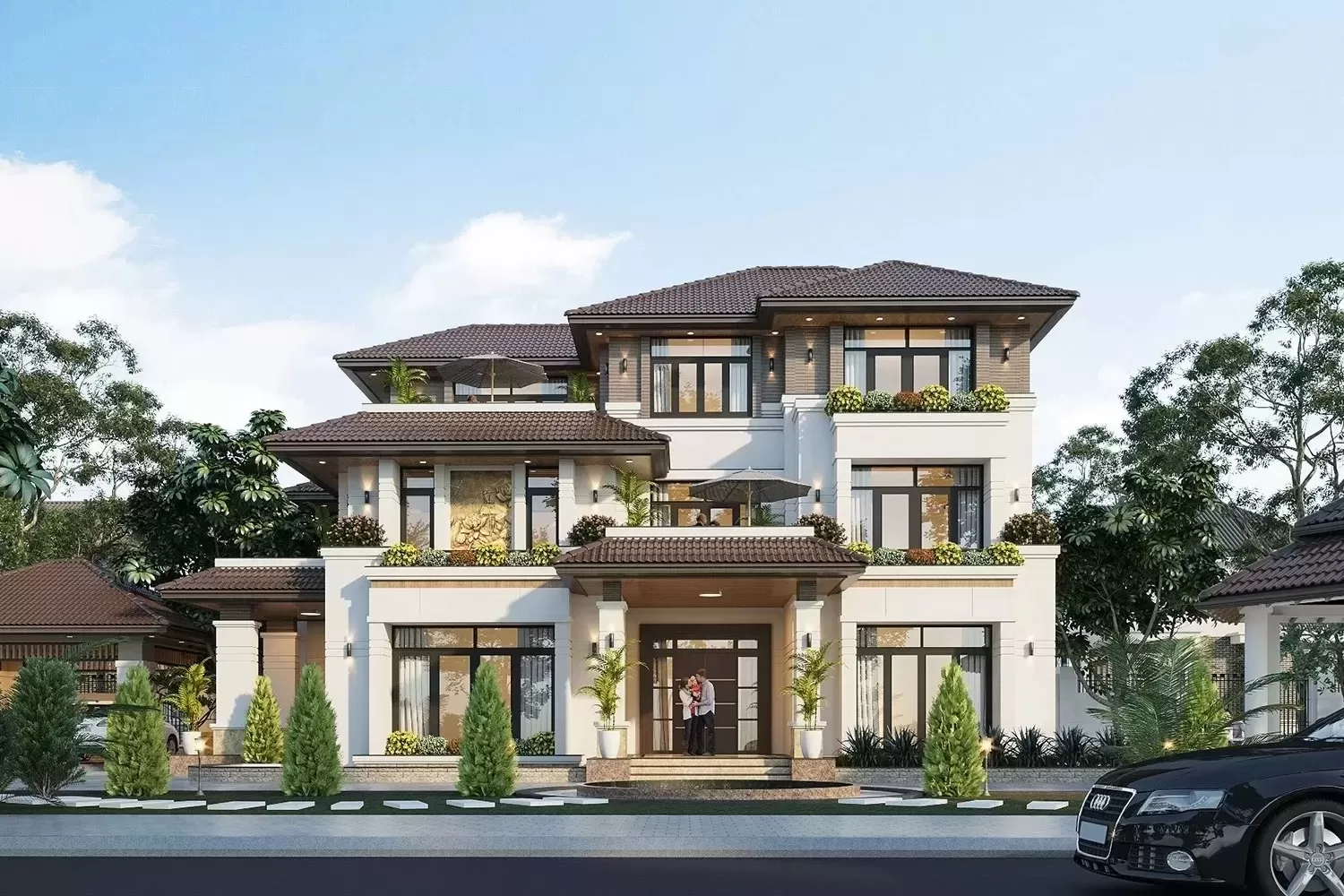 Biệt thự 3 tầng 6 phòng ngủ được nhiều người lựa chọn xây dựng đặc biệt những gia đình có đông thành viên. Theo đó mẫu nhà này đáp ứng đầy đủ chức năng cần thiết đảm bảo sự tiện nghi và thoải mái trong quá trình sinh hoạt.
