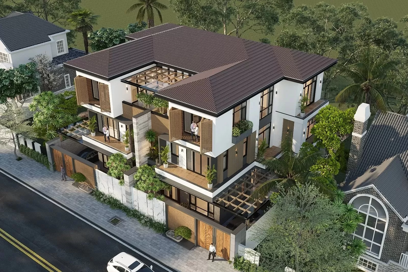 Biệt thự 3 tầng 6 phòng ngủ được nhiều người lựa chọn xây dựng đặc biệt những gia đình có đông thành viên. Theo đó mẫu nhà này đáp ứng đầy đủ chức năng cần thiết đảm bảo sự tiện nghi và thoải mái trong quá trình sinh hoạt.