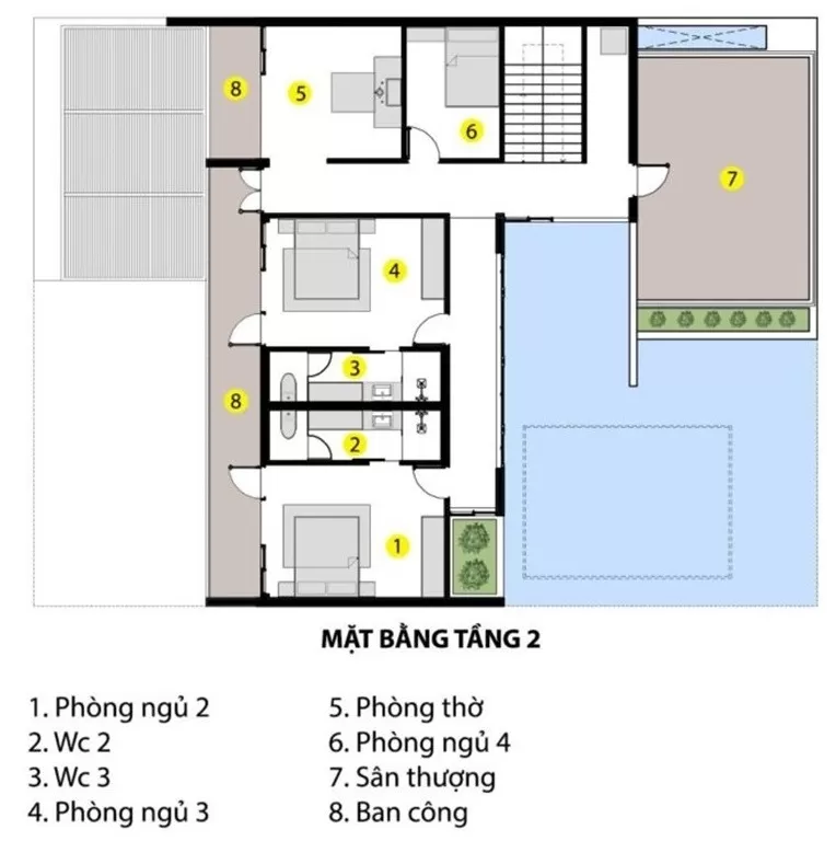 Phối cảnh mặt bằng tầng 2