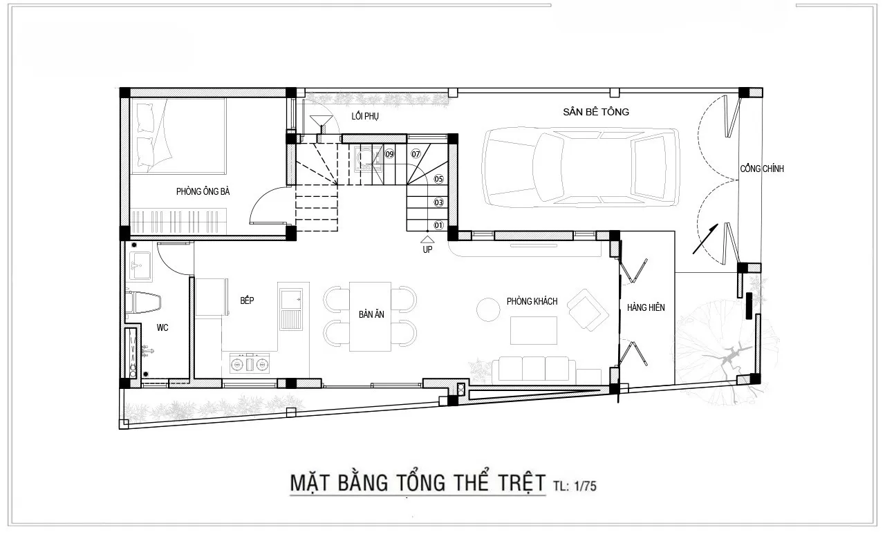 Bản vẽ thiết kế mặt bằng tầng 1