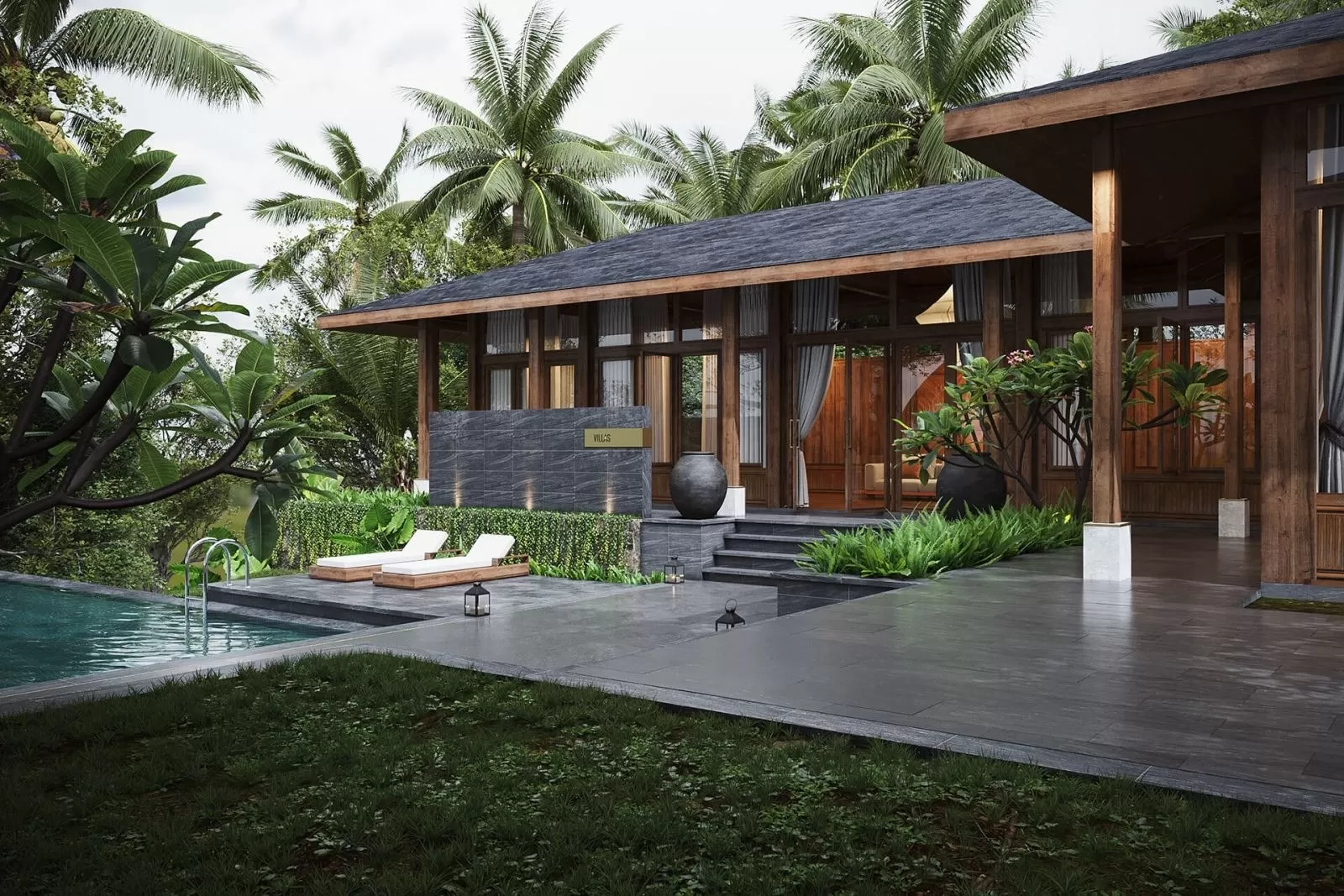 Biệt thự nghỉ dưỡng 1 tầng được xây dựng ở các khu du lịch như vùng đồi núi, ven biển và ở những địa điểm có tầm nhìn đẹp. Những mẫu biệt thự này có không gian sống tiện nghi, phục vụ nhu cầu nghỉ ngơi thư giãn cho gia đình, có bể bơi, sân vườn phù hợp với xu hướng nghỉ dưỡng hiện nay.