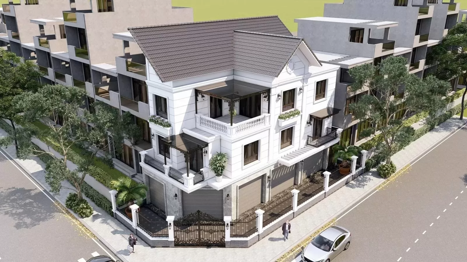 Biệt thự 2 mặt tiền được nhiều người đánh giá cao vì diện tích mặt tiền của loại hình nhà ở này rộng rãi, xây dựng kiến trúc đa dạng đẹp mắt