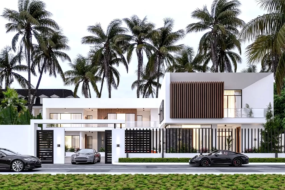 Thiết kế biệt thự chữ L hiện đại