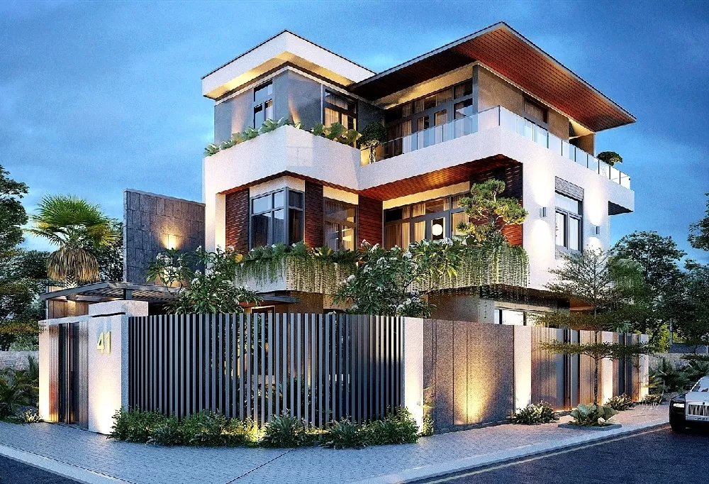 Sử dụng màu sắc trong thiết kế biệt thự chữ L hiện đại