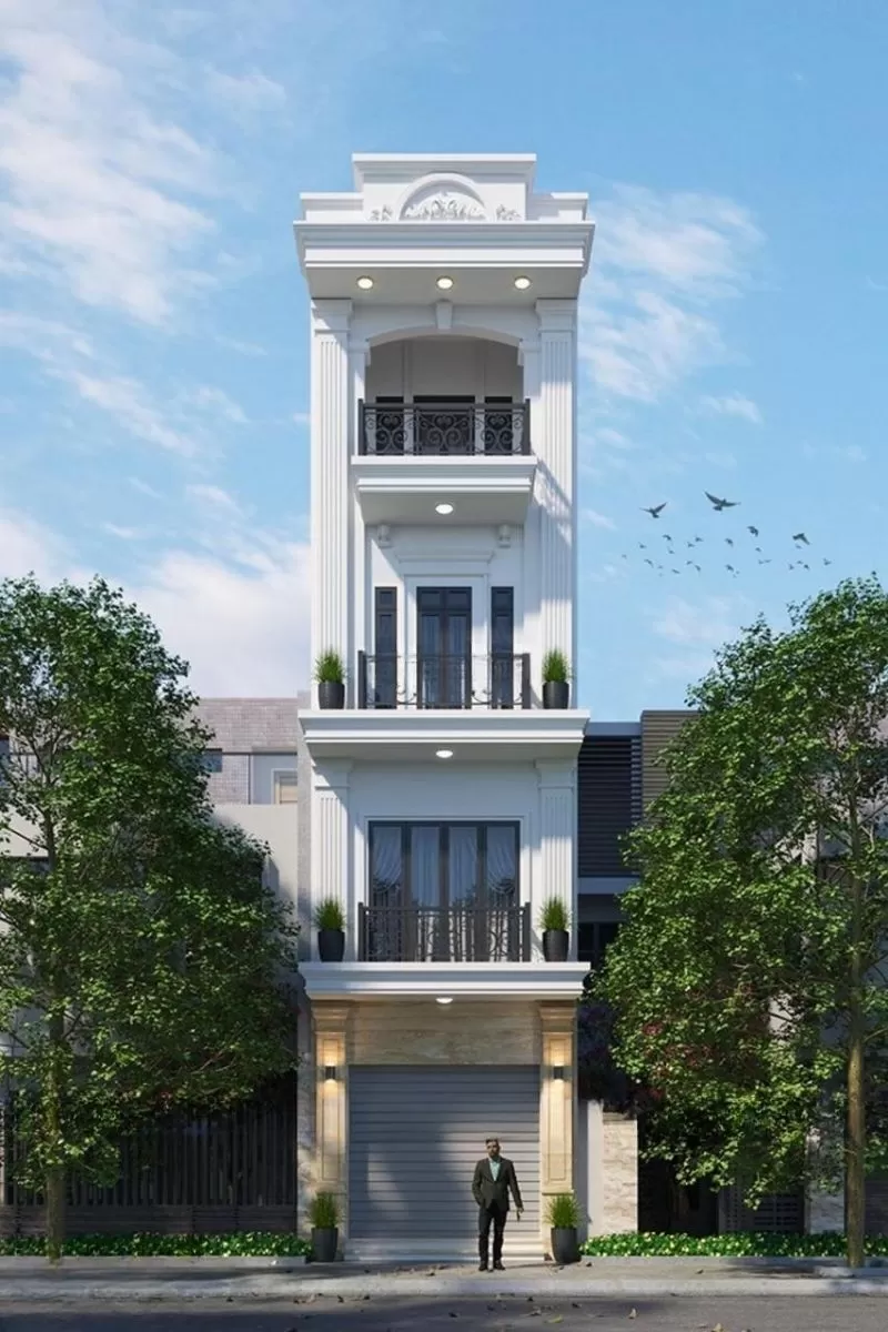 Nhà ống 4 tầng phong cách tân cổ điển hiện đại