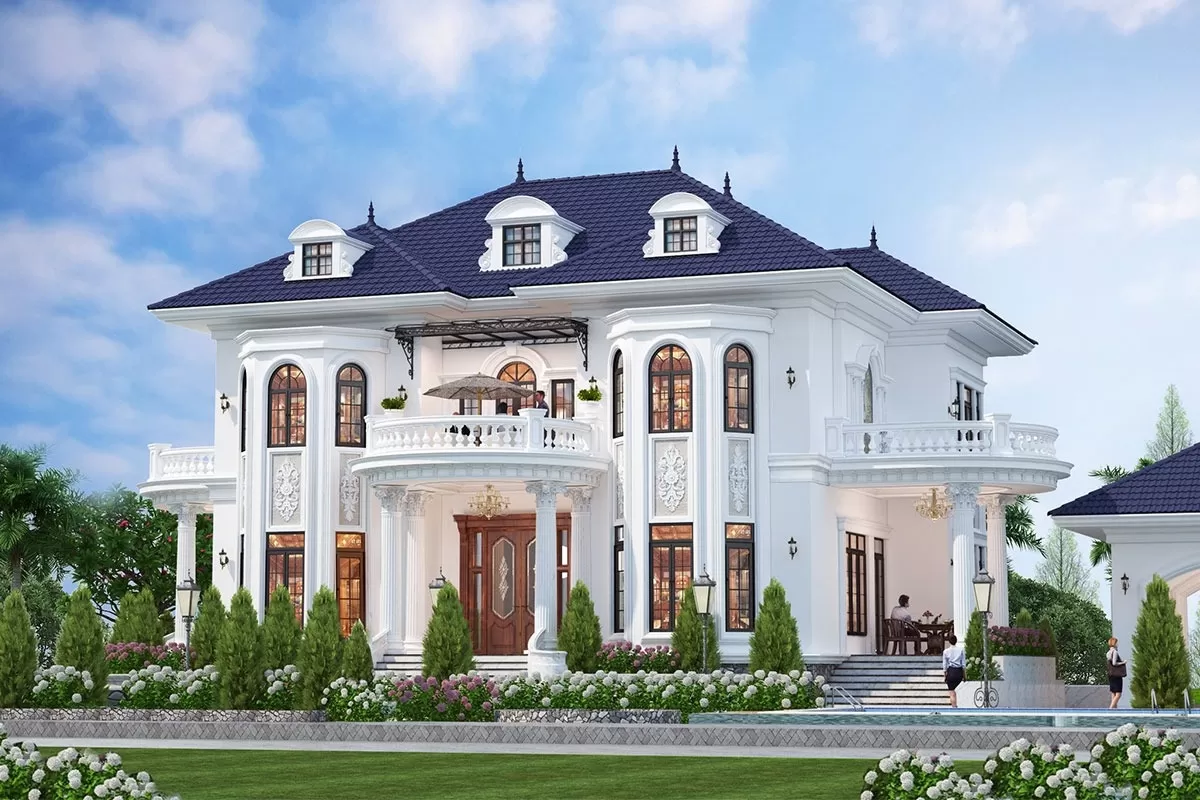 Thiết kế nhà 2 tầng mái nhật đơn giản Hà Nam