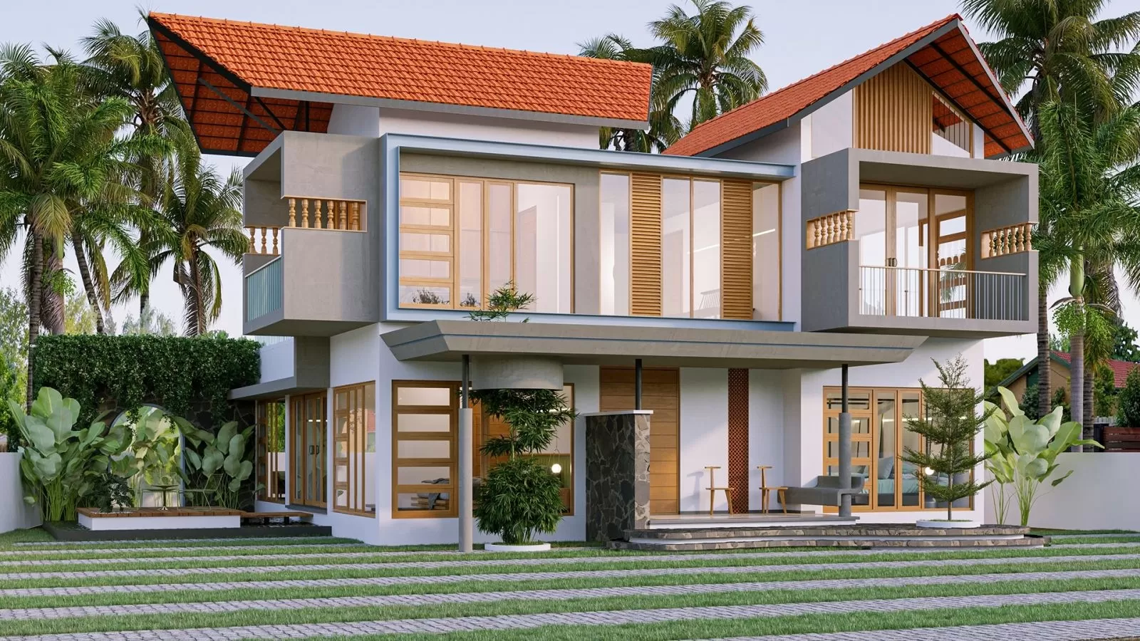 Mẫu nhà khung thép đẹp 2 tầng mang đến không gian sống đẳng cấp và tiện nghi. Kiểu nhà nay thường được thiết kế tinh tế với các cửa sổ lớn để tận hưởng ánh sáng tự nhiên