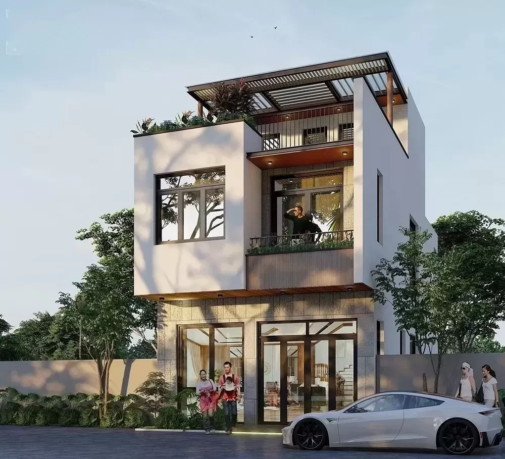 Chọn lựa 25 mẫu nhà ống 2 tầng 1 tum 3 phòng ngủ đẹp 2023